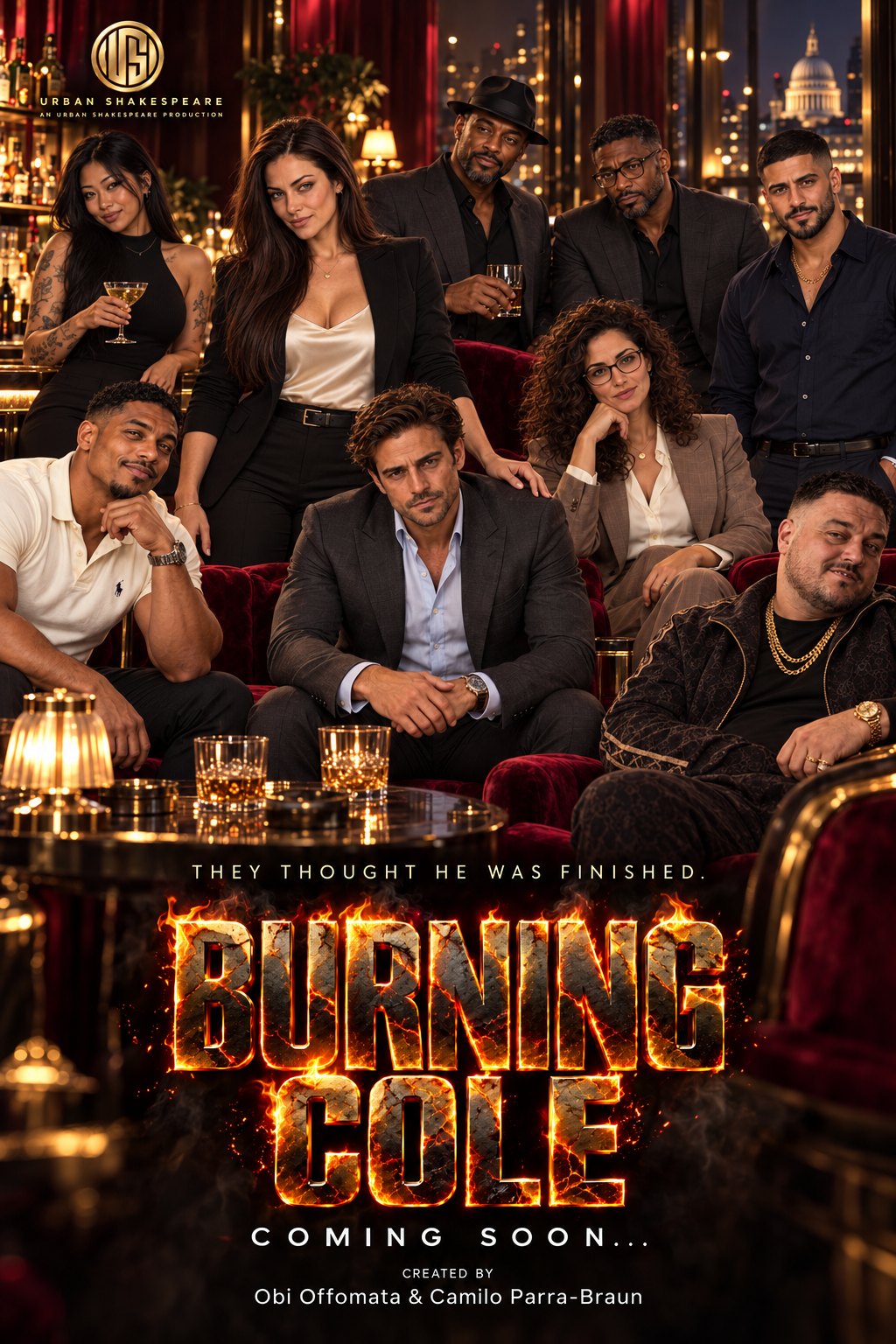 Burning Cole cast poster in the club's VIP lounge